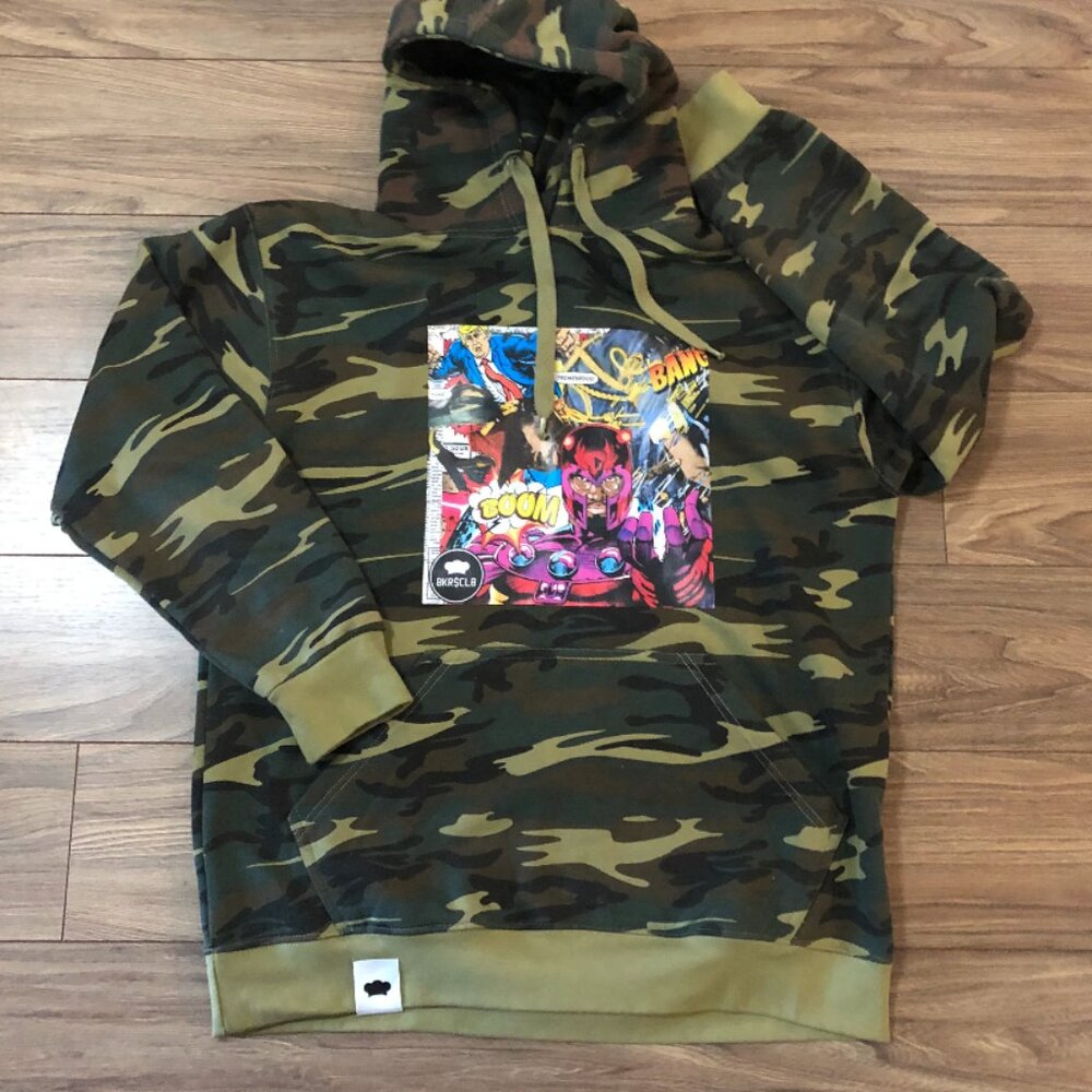 Baked Goods Bkr$Clb First Issue Men's Med Camo Hoodie with Magneto and Don Trump